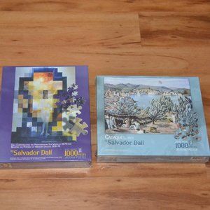 Salvador Dali LOT of 2 1000 pcs Puzzles Abe Lincoln & Mediterranean Cadaques